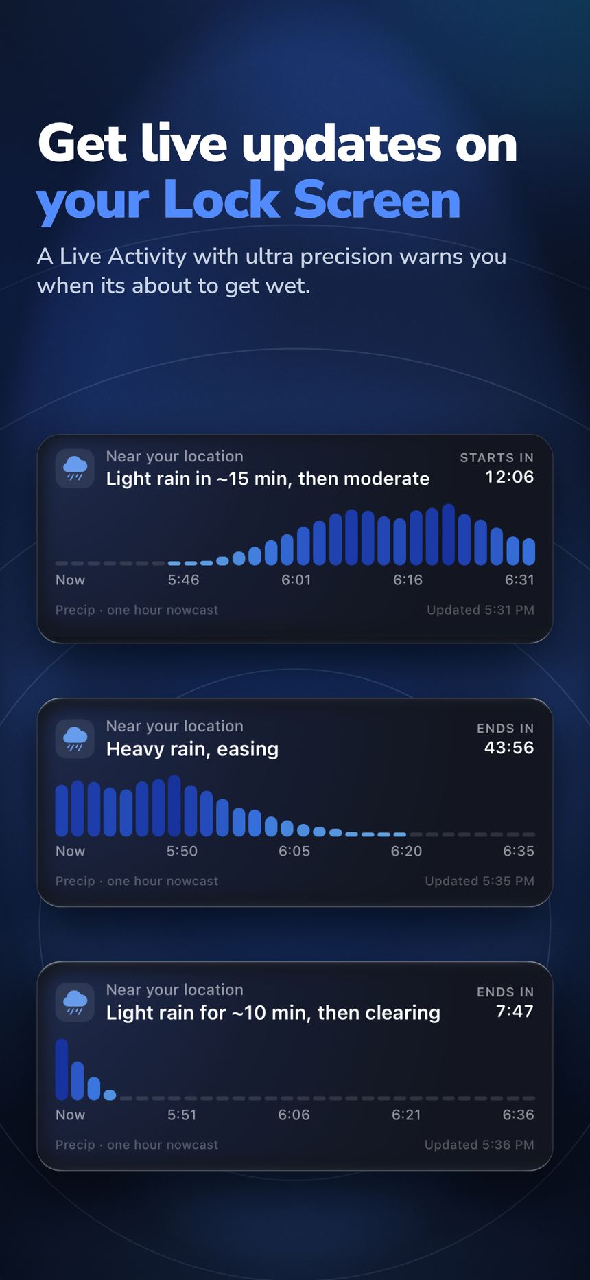 Lock Screen Live Activity counting down to rain