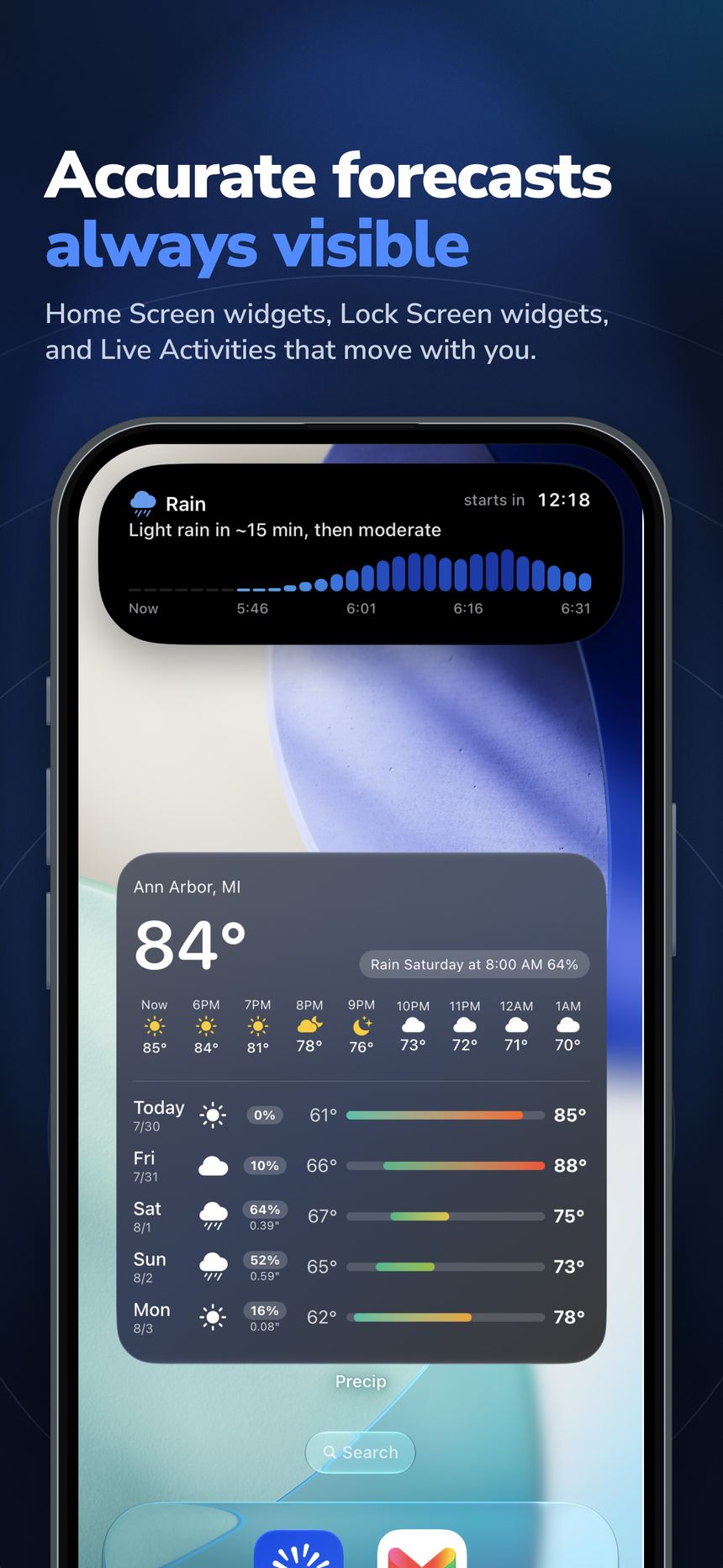 Home Screen and Lock Screen weather widgets